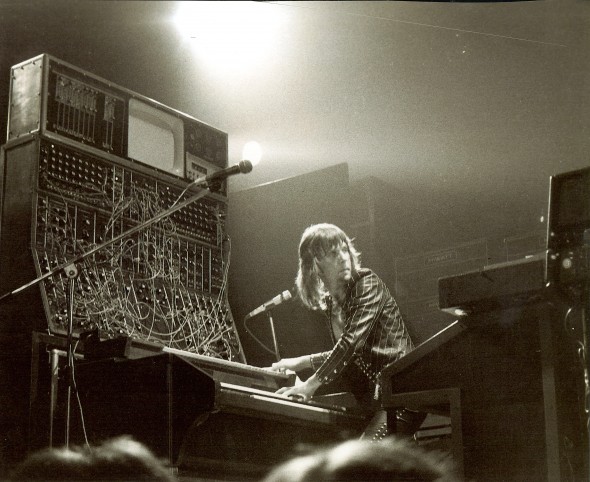 Keith Emerson in concert, Tuscaloosa, Alabama, 1974. Photo credit: Mark Hockman; Bob Moog Foundation Archives
